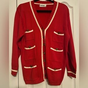 Brama Red and White preppy vintage Cardigan